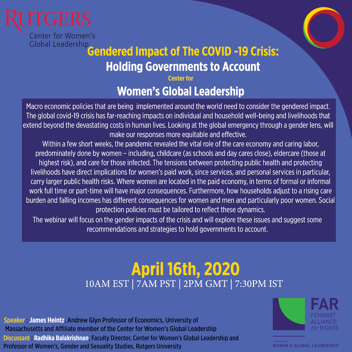 COVID 19 CWGL Webinar 2