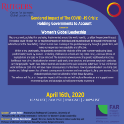 Gendered Impact of The COVID -19 Crisis: Holding Governments to Account 