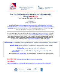 How the Beijing Women’s Conference Speaks to Us Today: EQUALITY
